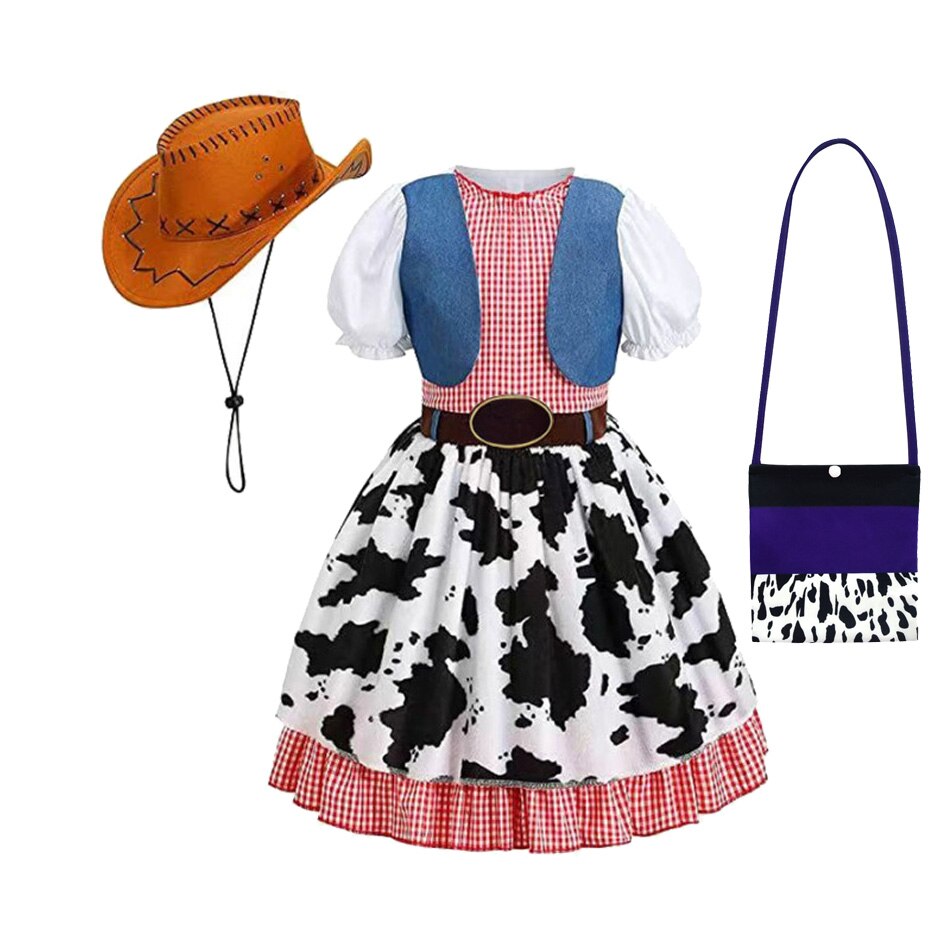 Girls Buzz Lightyear Dress Woody Cartoon Cow Frocks Toy Story Halloween Clothes Party