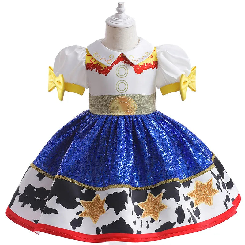 Toy Story Woody Buzz Lightyear Cartoon Cow Frocks Halloween Clothes Party Toy Story Vestidos Cosplay Kids Costume