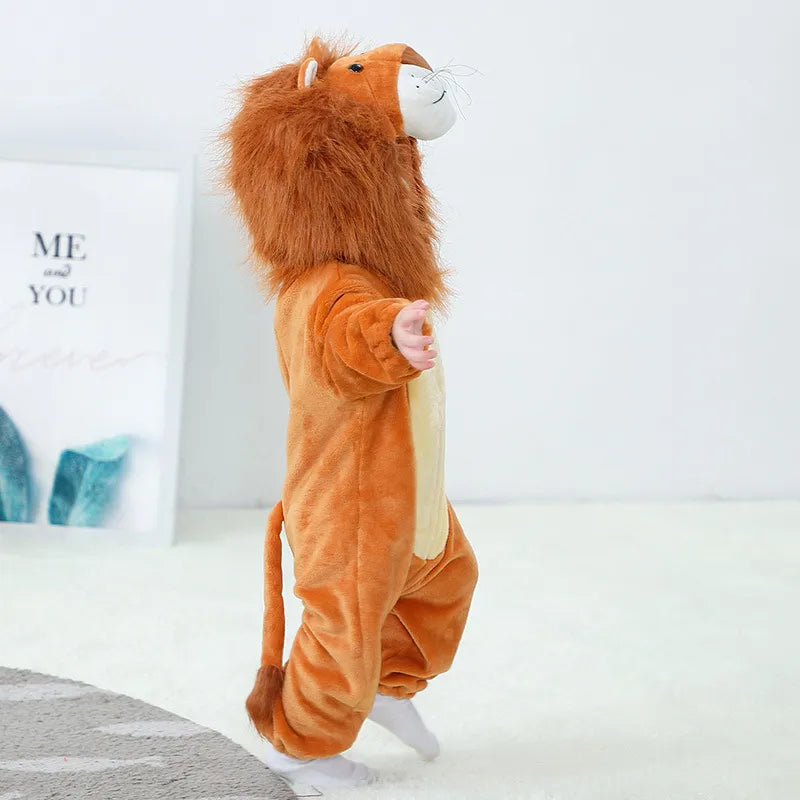 Animal Lion Newborn Baby Clothes Bodysuit Boy Girl Romper Kigurumis Cosplay Costume Toddler Jumpsuit Halloween Infant Pajamas