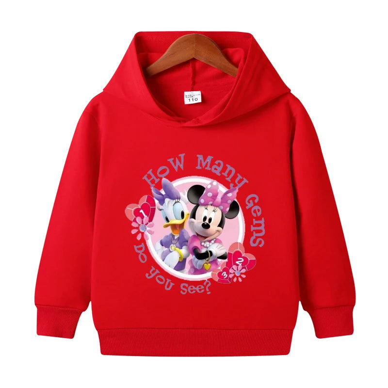 1-8 Years Kids Cartoon Hoodies Spring Boys Girls Minnie Mickey Sweatshirts Children Disney Casual Hooded Tops Infant Clothes