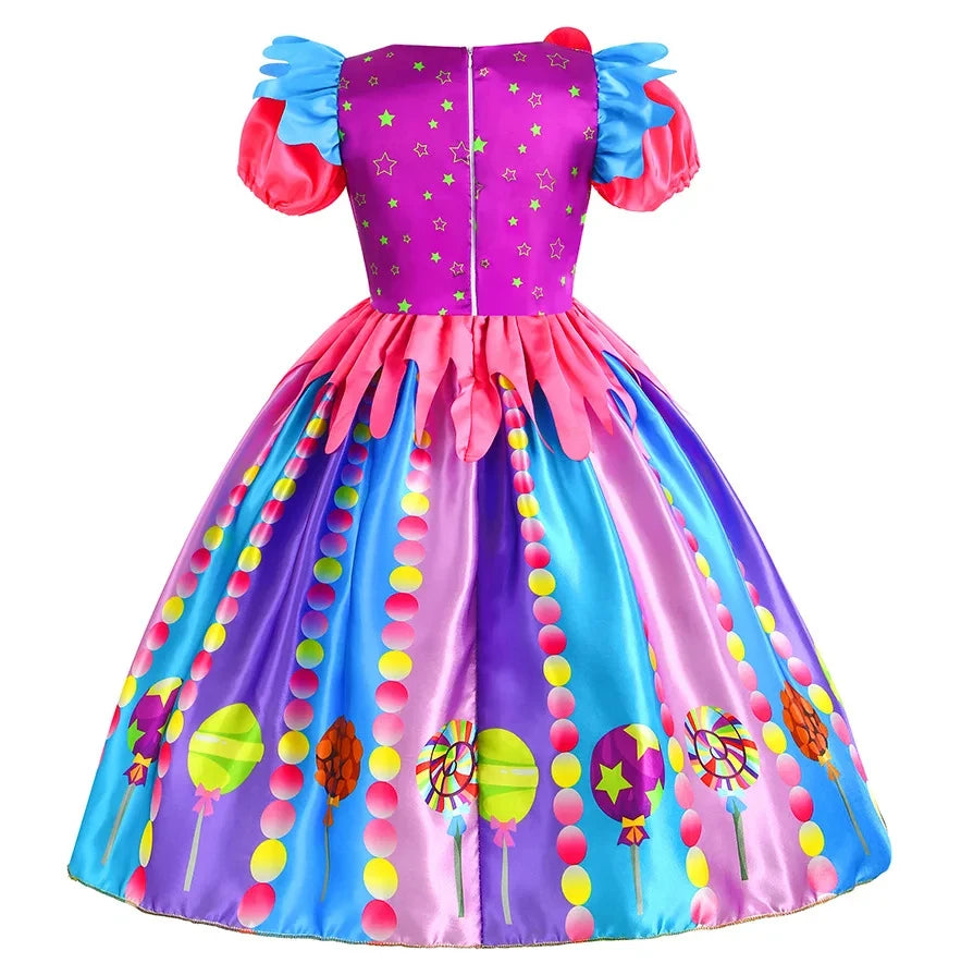 LED Light Up Princess Candy Dress Girl Purim Lollipop Party Clothing Kids Fairy Cosplay Costume 2024 New Years Glow Dress