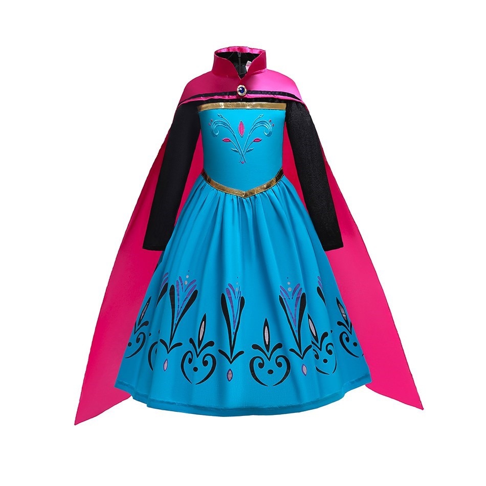 Girl Anna Elsa Dress Kids Halloween Cosplay Carnival Birthday Party Clothes 3-10 Years