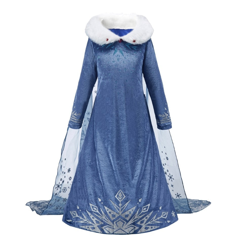 Girl Anna Elsa Dress Kids Halloween Cosplay Carnival Birthday Party Clothes 3-10 Years