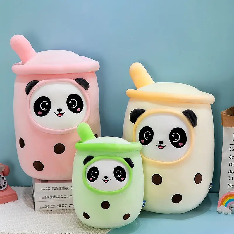 24~70cm Milk Tea Pillow Squishy Pearls Boba Bubble Tea Stuffed Drink Bottle Soft Panda Rabbit Ice Cream Food Plushie Peluche