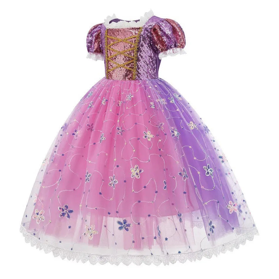 Children Rapunzel Costume Little Girl Luxury Cosplay Dress Kids New Halloween Dress Up Christmas Clothing 3 4 5 6 7 8 9 10 Years