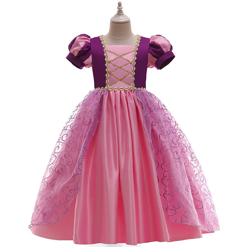 Disney Tangled Rapunzel Princess Dresses Girls Cosplay Pink Costumes Kids Dress Up Carnival Party Dress Halloween Clothing