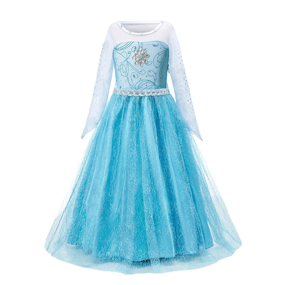 Princess Dress Kids Elsa Cosplay Dress Up Little Girls Costume for Halloween Party