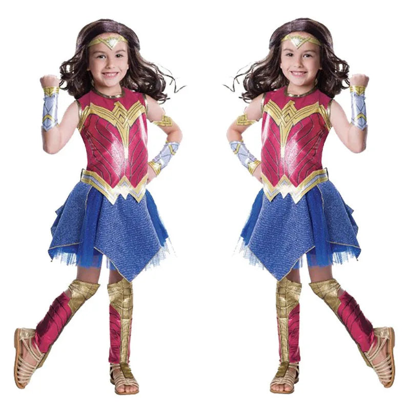 Kid Wonder Cosplay Costume Girl Child Book Week Purim Women Party Superhero Supergirl Fancy Dress