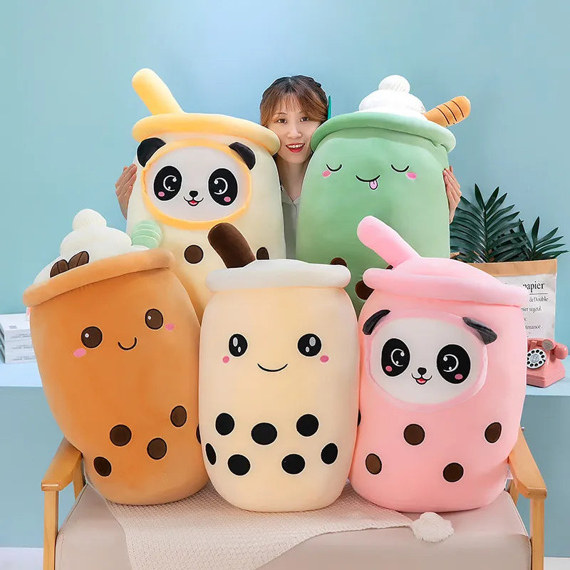 Bubble Tea Cup Plush Toys Kawaii Fruit Milk Tea Design Kids Stuffed Doll Soft Pillow Cushion Birthday Gift for Girl Friend