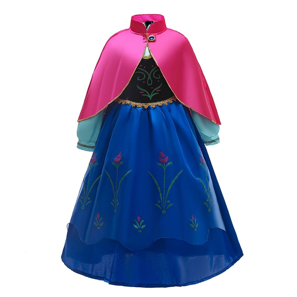 Girl Anna Elsa Dress Kids Halloween Cosplay Carnival Birthday Party Clothes 3-10 Years