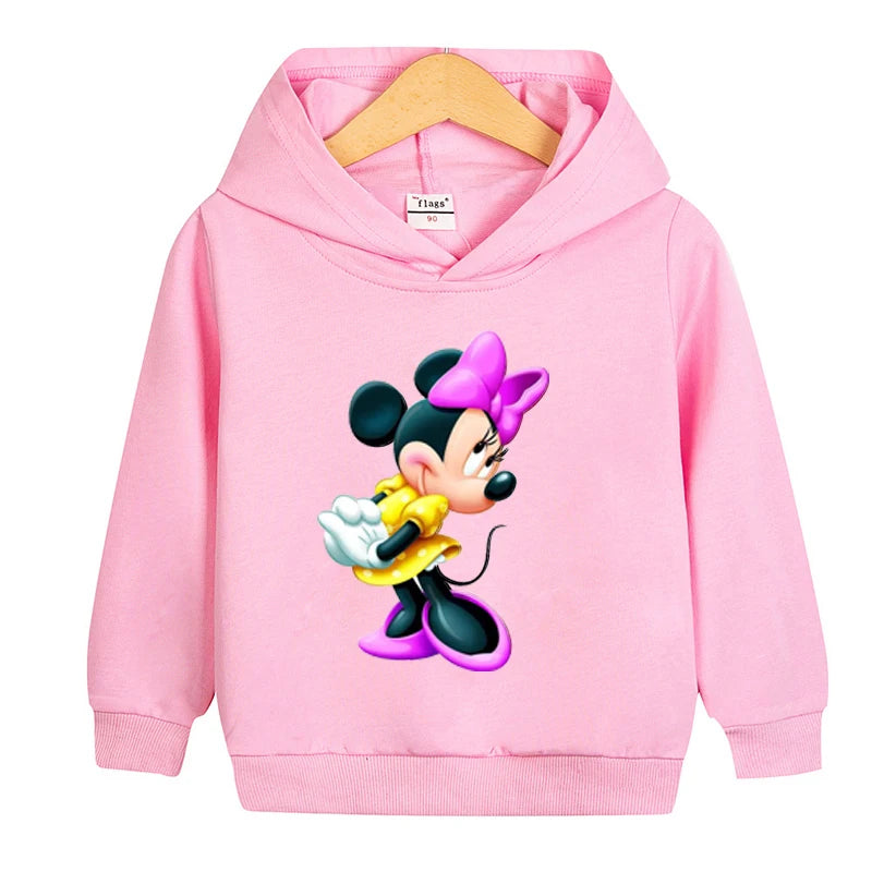 1-8 Years Kids Cartoon Hoodies Spring Boys Girls Minnie Mickey Sweatshirts Children Disney Casual Hooded Tops Infant Clothes