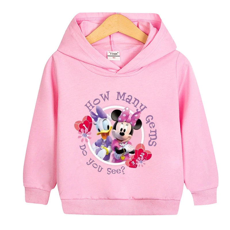 1-8 Years Kids Cartoon Hoodies Spring Boys Girls Minnie Mickey Sweatshirts Children Disney Casual Hooded Tops Infant Clothes