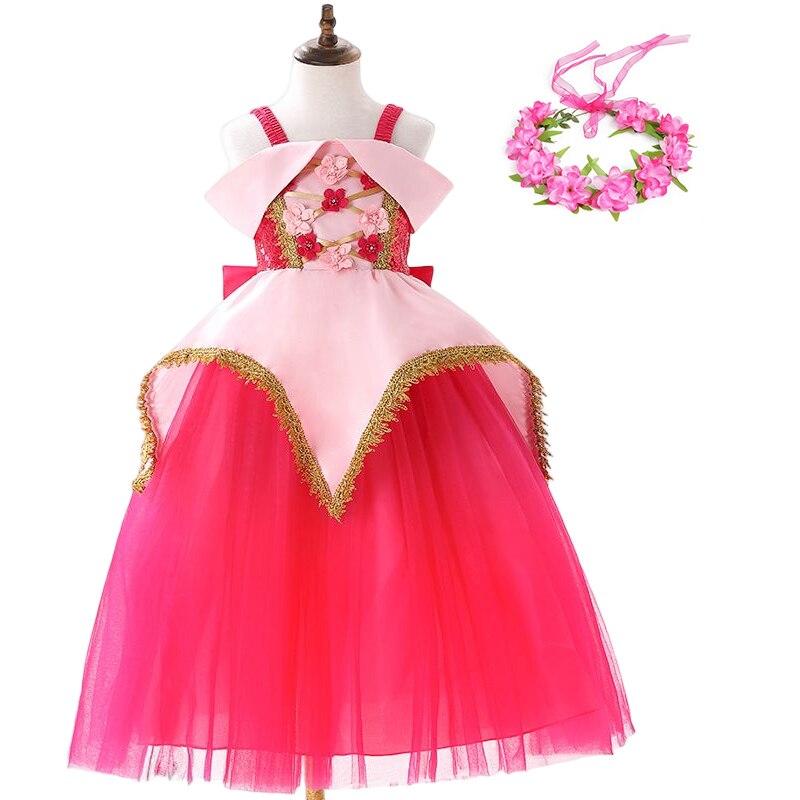 New Girls Fancy Flower Ball Gown of Disney Aurora Princess Dress