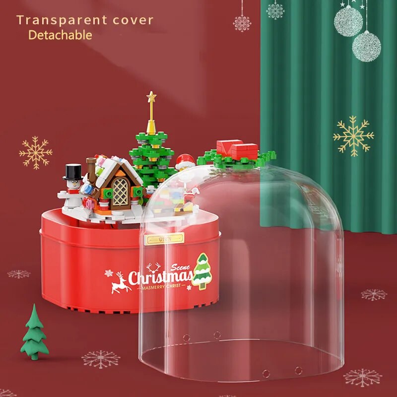 Merry Christmas Music Box Candy House Building Blocks DIY Doll house NewYear Santa Claus Children Gifts Christmas Decoration