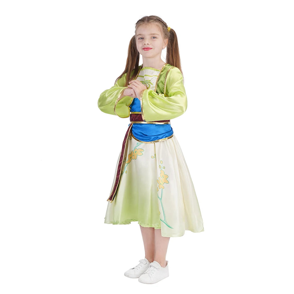 Disney Mulan Princess Dress Up Dresses Kids New Movie Cosplay Costumes Children Halloween Birthday Party Performance Outfits