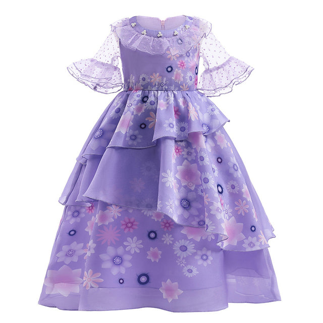 Encanto Girls Isabela Madrigal Encanto Mirabel Cosplay Costumes Fancy Princess Purple Dresses Children Carnival Party Clothes