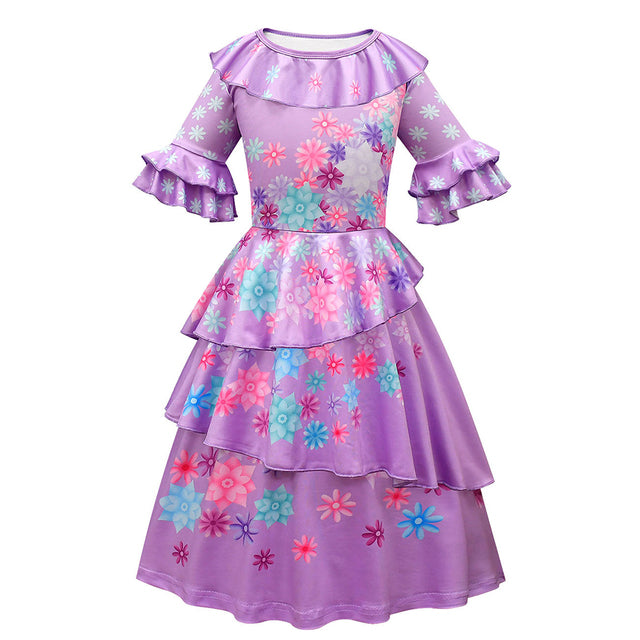 Encanto Girls Isabela Madrigal Encanto Mirabel Cosplay Costumes Fancy Princess Purple Dresses Children Carnival Party Clothes