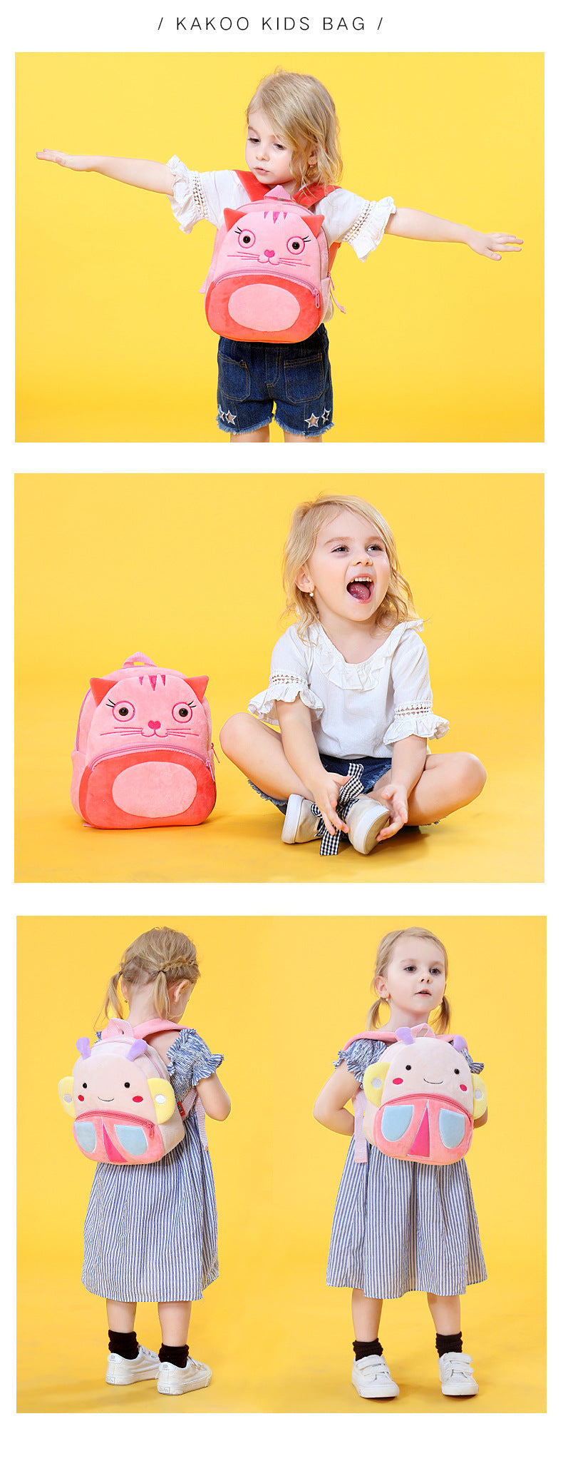 Plush Animal Kids School Bag