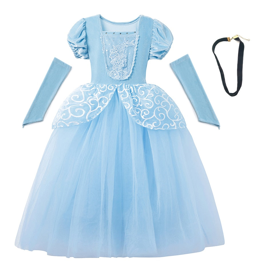 Girl Cinderella Cosplay Dress Up Clothes for Girls Christmas Halloween Party Princess Costume Kids Birthday Gown