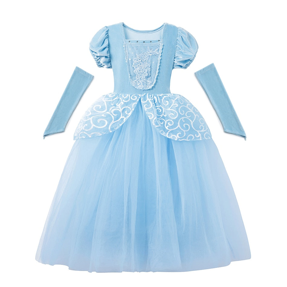 Girl Cinderella Cosplay Dress Up Clothes for Girls Christmas Halloween Party Princess Costume Kids Birthday Gown