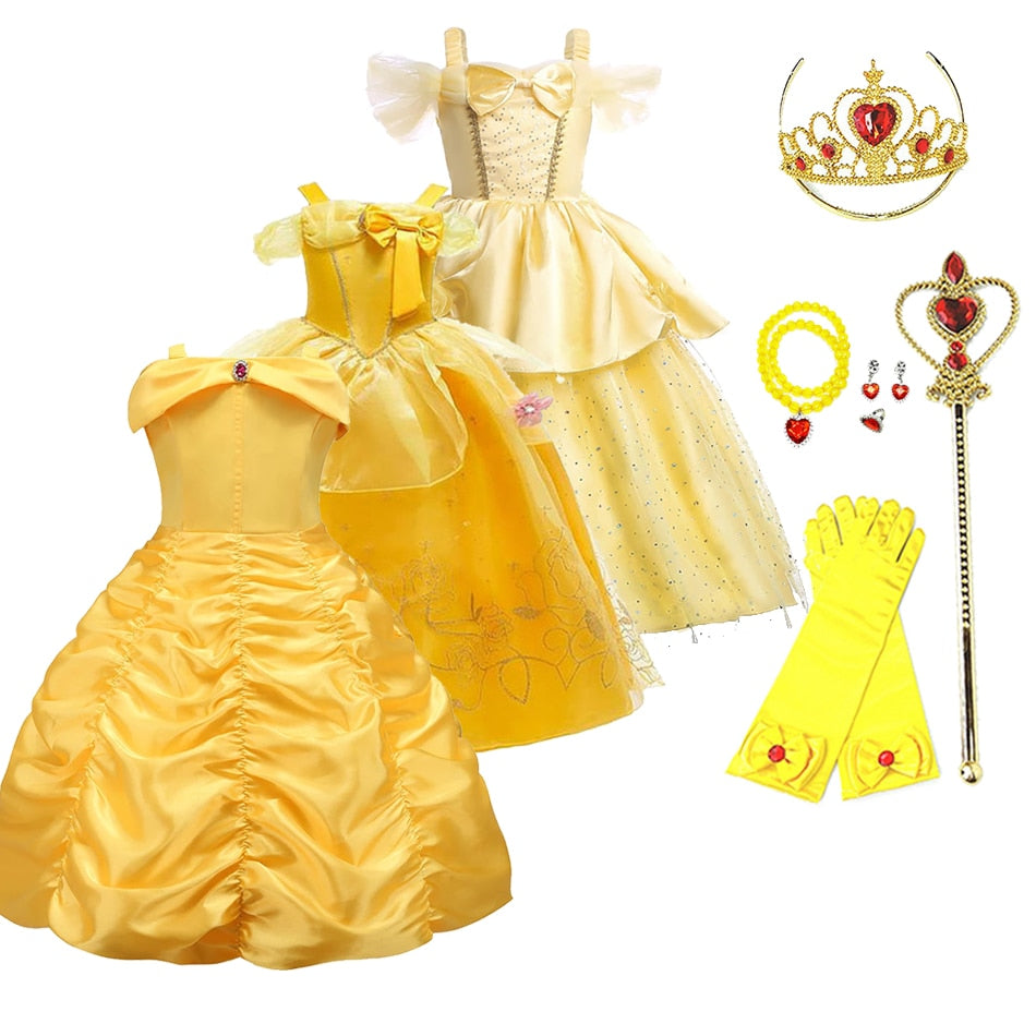 Kids Princess Dresses Girls Belle Party Costume