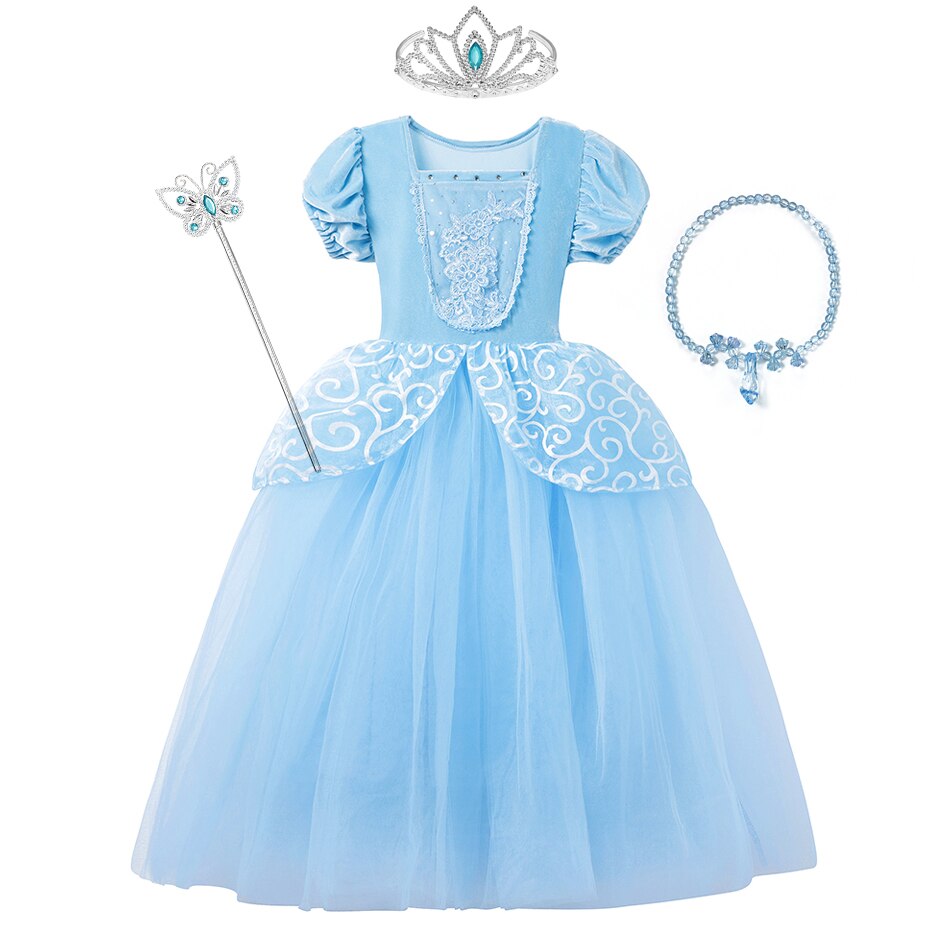 Girl Cinderella Cosplay Dress Up Clothes for Girls Christmas Halloween Party Princess Costume Kids Birthday Gown