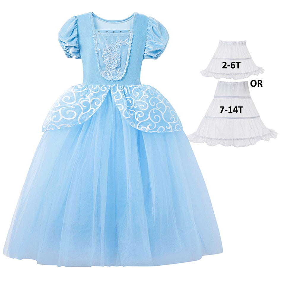 Girl Cinderella Cosplay Dress Up Clothes for Girls Christmas Halloween Party Princess Costume Kids Birthday Gown