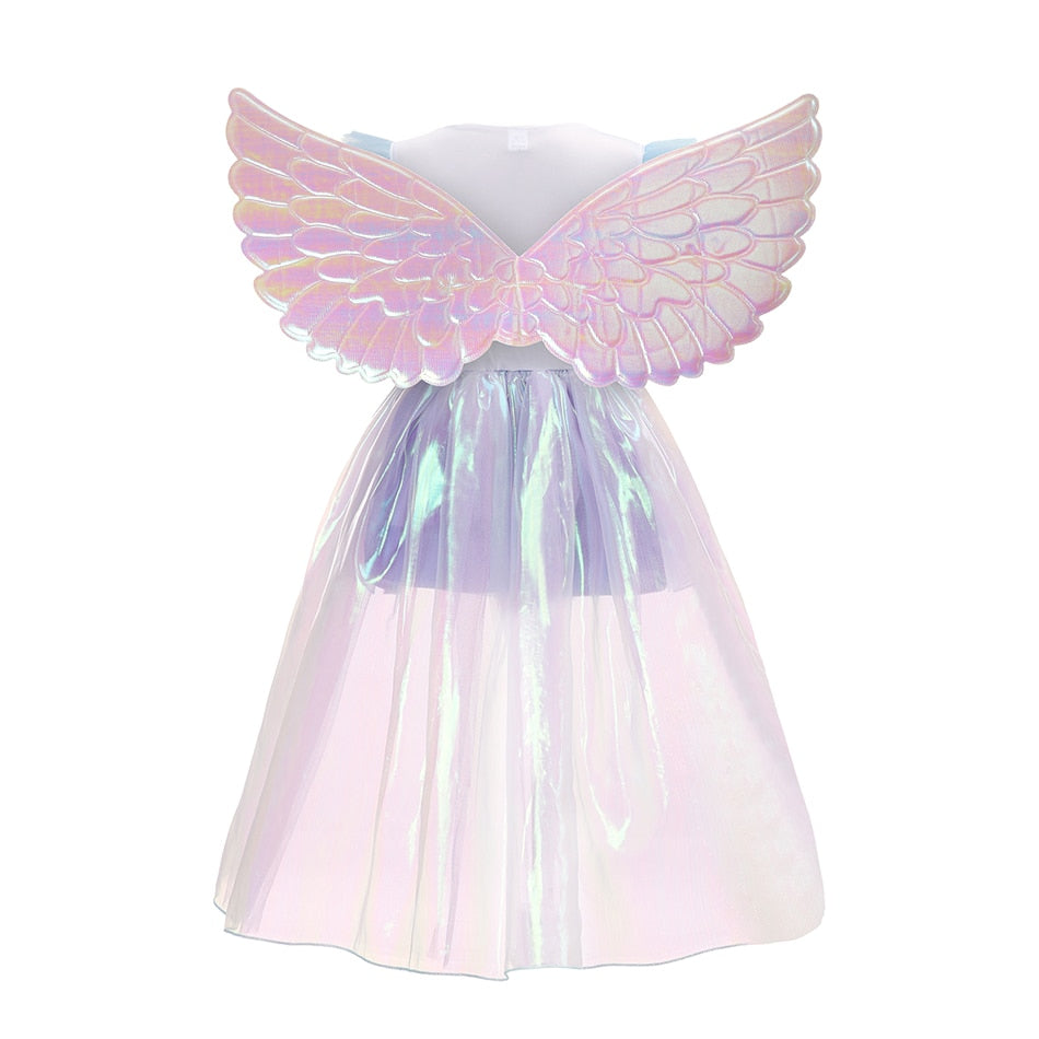 Unicorn Party Lace Tutu Princess Dress with Wings Hairband