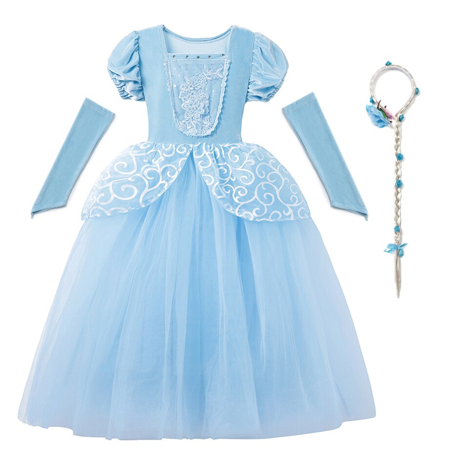 Girl Cinderella Cosplay Dress Up Clothes for Girls Christmas Halloween Party Princess Costume Kids Birthday Gown