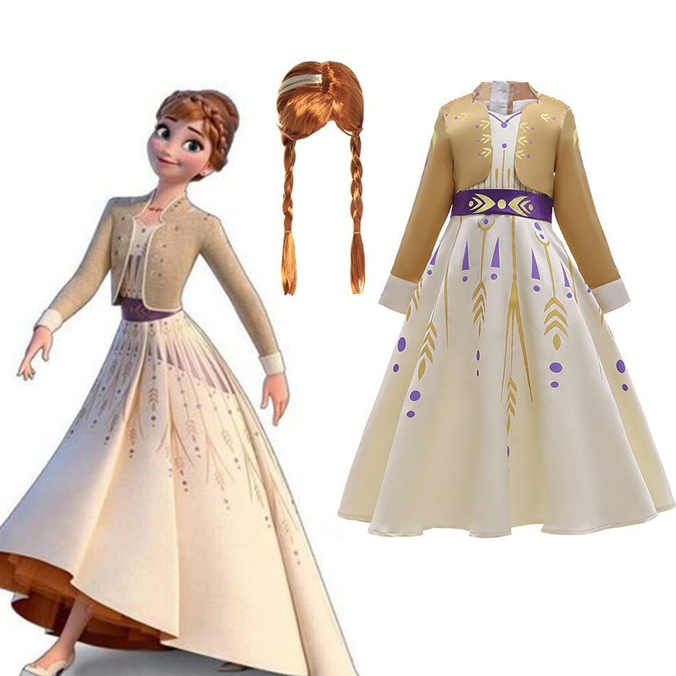 Frozen Princess Girls Dress Anna Cosplay Costume