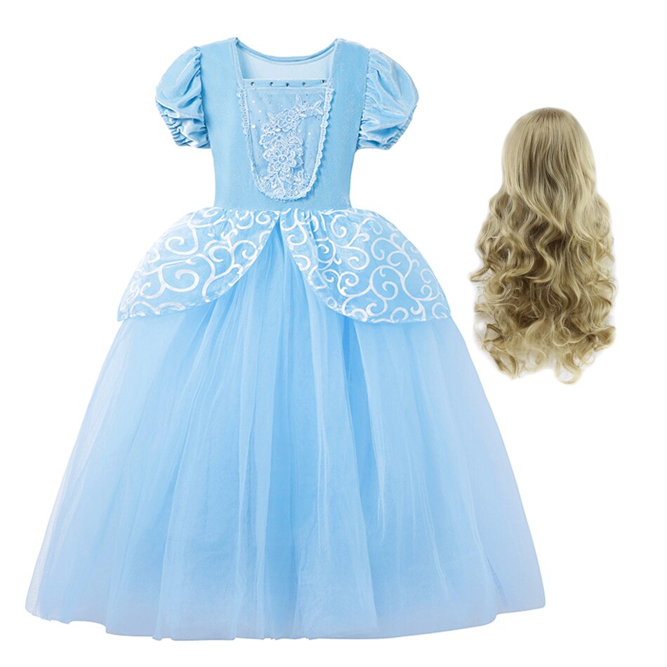 Girl Cinderella Cosplay Dress Up Clothes for Girls Christmas Halloween Party Princess Costume Kids Birthday Gown