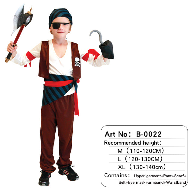 Pirate of Caribbean Children Halloween Costume with Attached Shoes Cover Belt