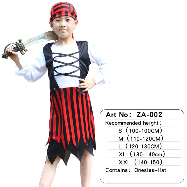 Pirate of Caribbean Children Halloween Costume with Attached Shoes Cover Belt