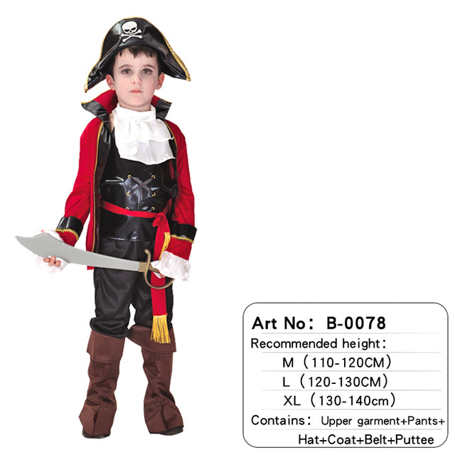 Pirate of Caribbean Children Halloween Costume with Attached Shoes Cover Belt