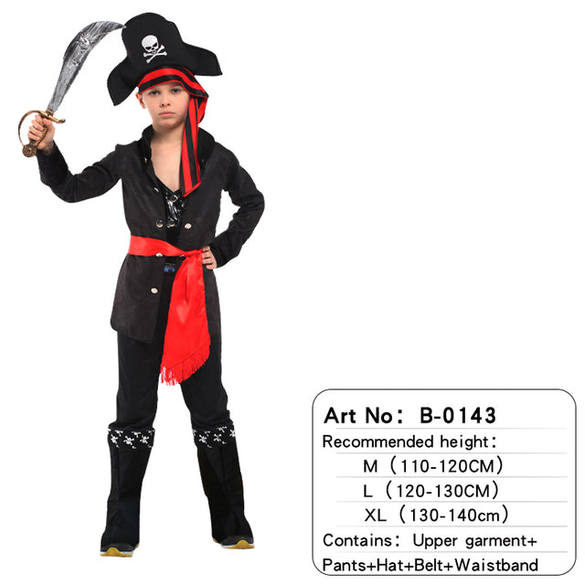 Pirate of Caribbean Children Halloween Costume with Attached Shoes Cover Belt