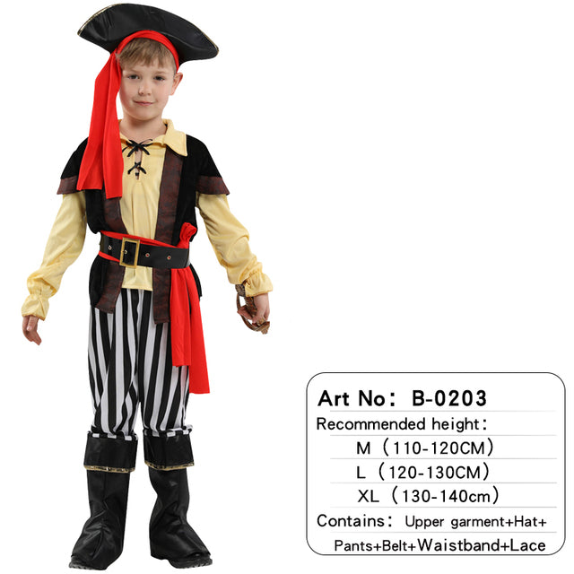 Child Pirate Captain Fancy Dress Costume Caribbean Boys Kids World