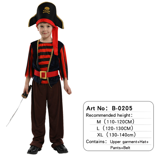 Pirate of Caribbean Children Halloween Costume with Attached Shoes Cover Belt