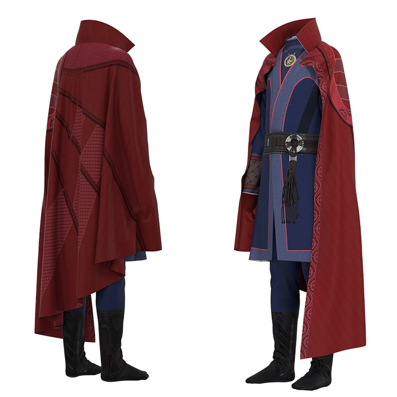 Doctor Strange Cosplay Costume with Necklace Ring Steve Red Cloak