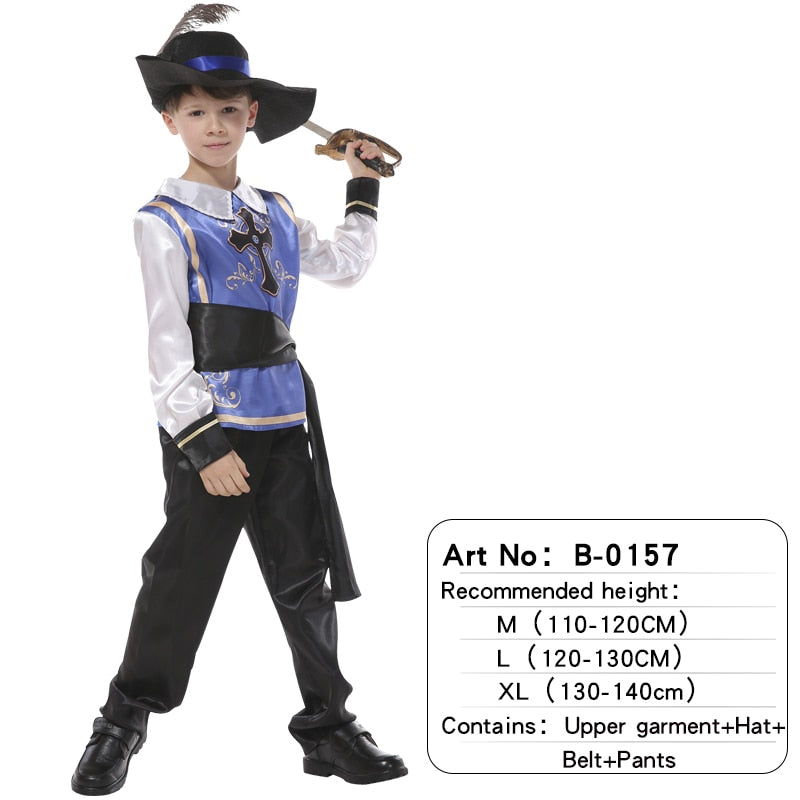 Halloween Kids Boys Royal Warrior Knight Costumes, Children Medieval Roman attached Cape Carnival Party No Weapon