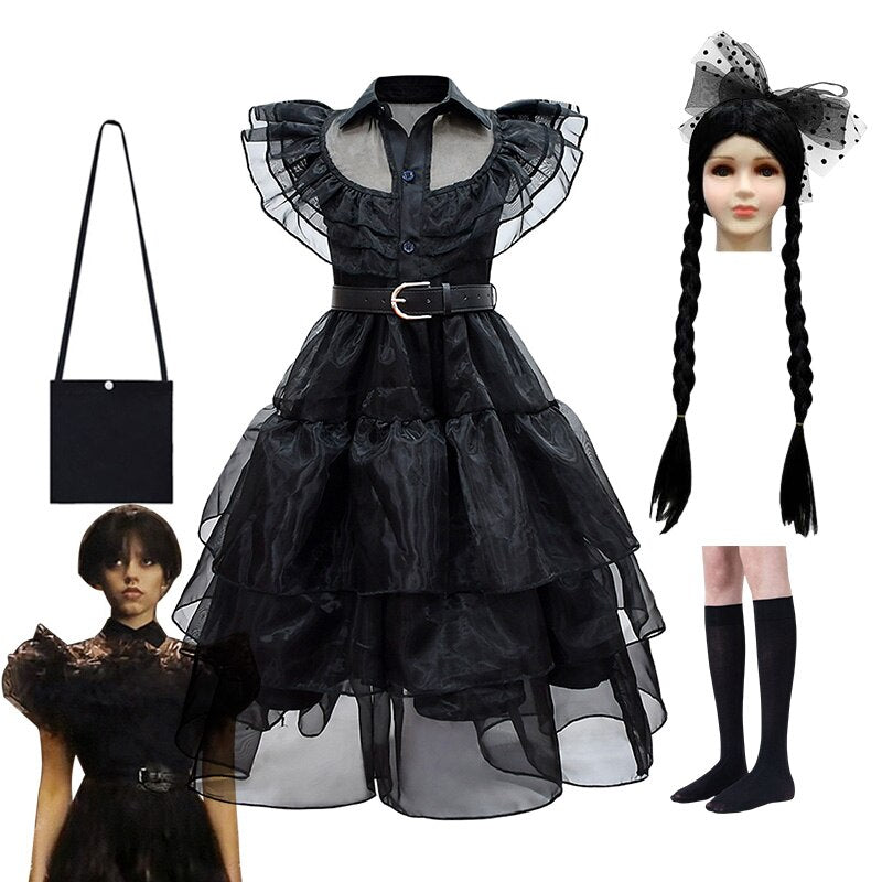 Wednesday The Addams Family Cosplay Costume Kids Dress