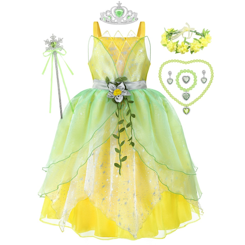 Disney Princess Tiana Kids Cosplay Dress for Party