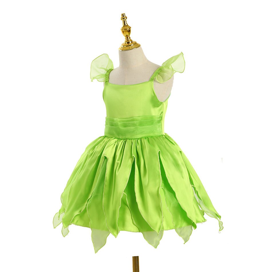 Girls Flower Fairy Dress Up Kids Princess, Tinker Bell Dress With Wings Halloween Princess Costume Party Dress