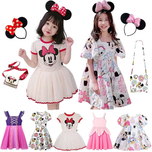 Summer Baby Girl Casual Dress Floral Kids Toddler Minnie Mouse Daisy Cartoon Cute Princess Costumes For Girls Backless Dresses