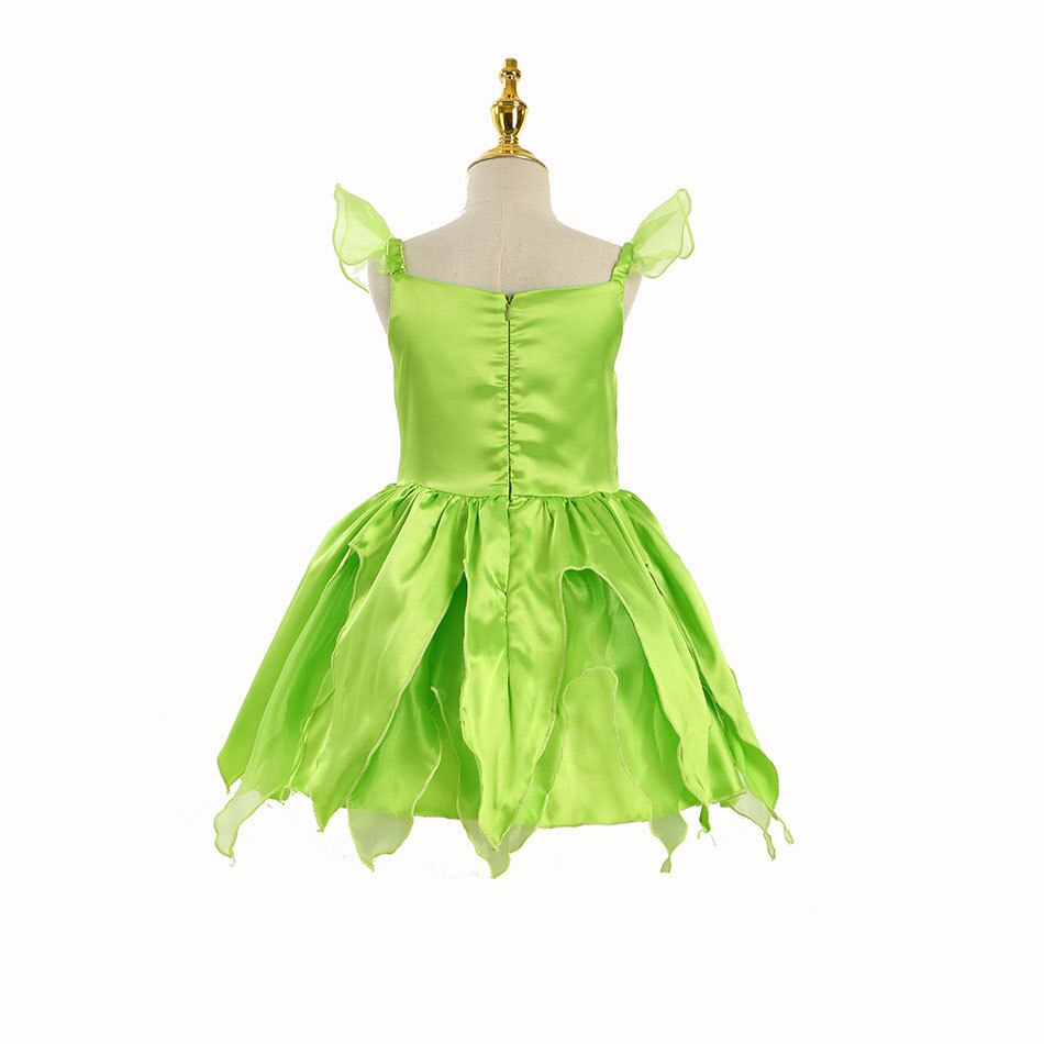 Girls Flower Fairy Dress Up Kids Princess, Tinker Bell Dress With Wings Halloween Princess Costume Party Dress