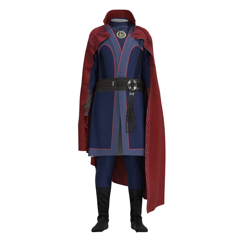 Doctor Strange Cosplay Costume with Necklace Ring Steve Red Cloak