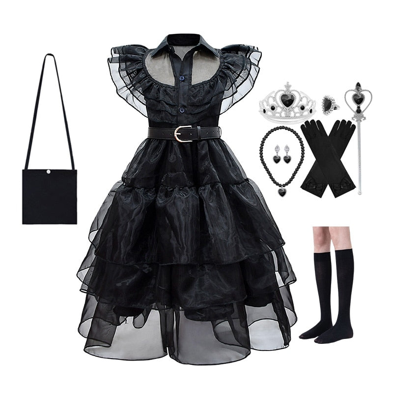 Wednesday The Addams Family Cosplay Costume Kids Dress