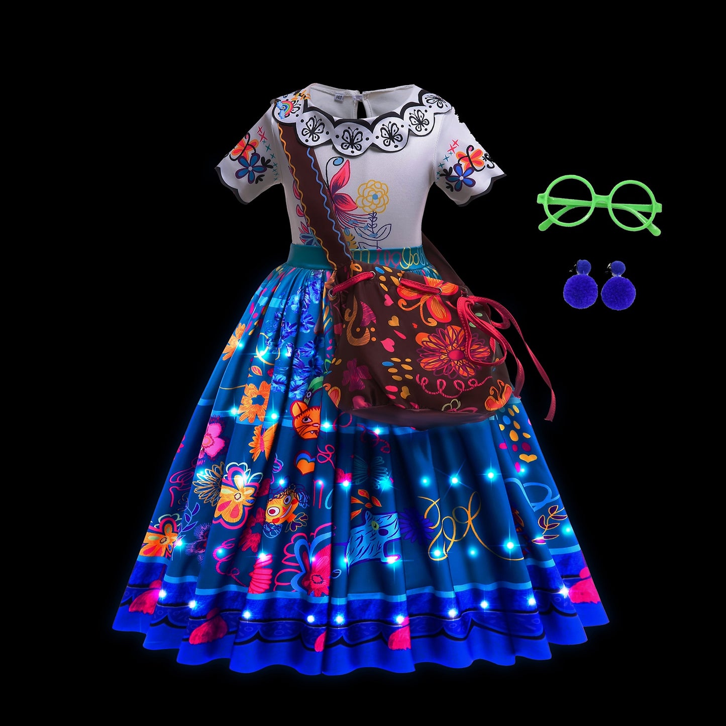 Disney Encanto LED Light Up Mirabel Cosplay Princess Birthday Party Dress