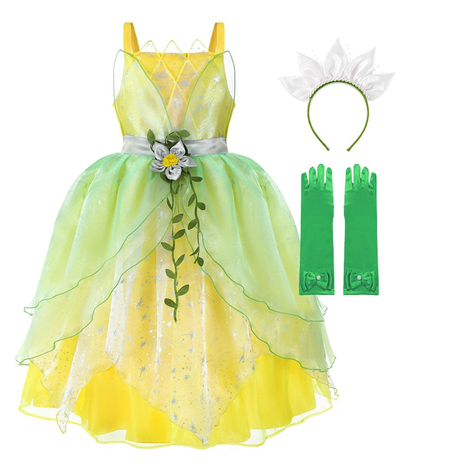 Disney Princess Tiana Kids Cosplay Dress for Party