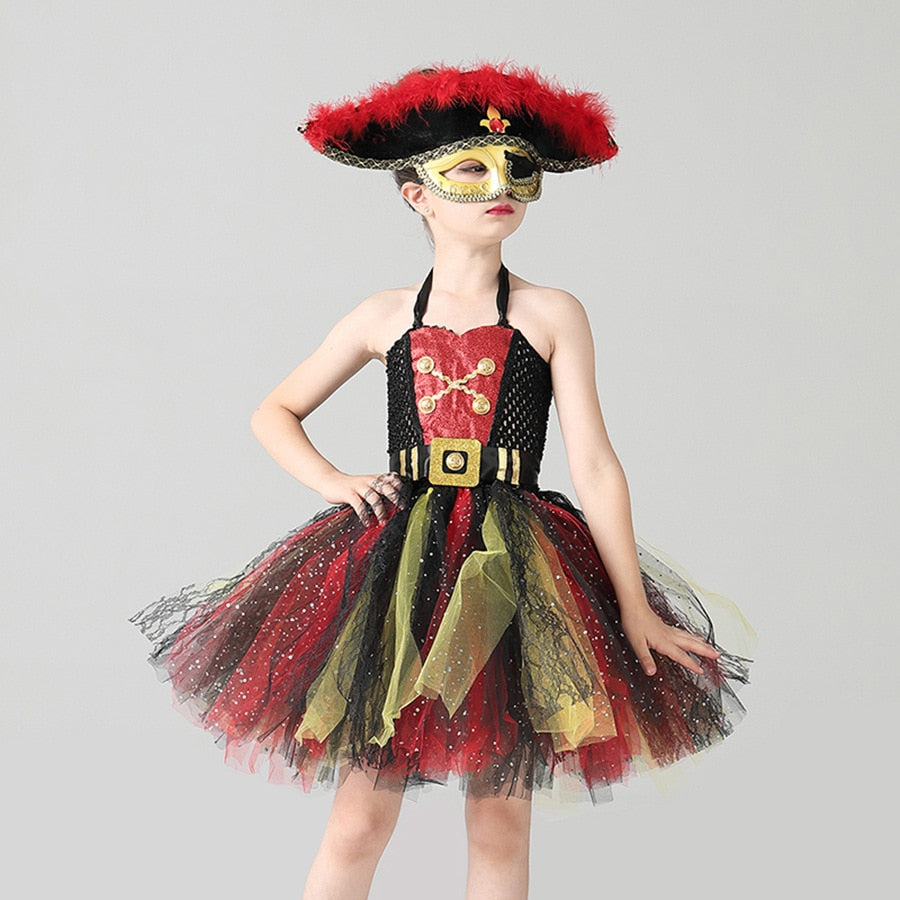 Kids Halloween Pirates of the Caribbean Cosplay Costume Tutu Dress