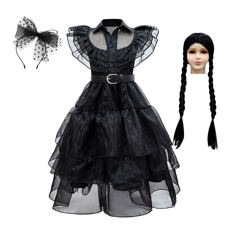 Wednesday The Addams Family Cosplay Costume Kids Dress